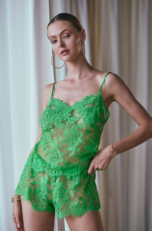 Camisole Apolline in green lace - Marjolaine - 3