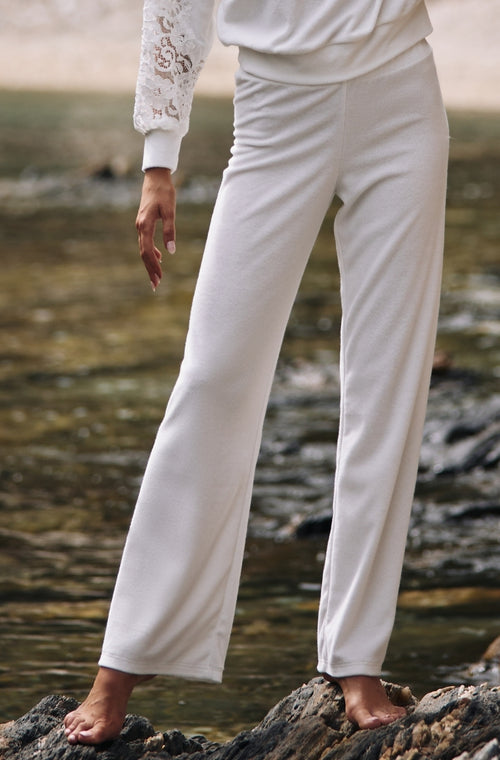 Pantalon de bain en molleton de coton blanc - Marjolaine - 3