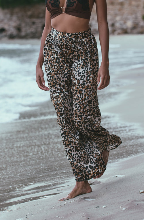 Amber pants in panther print silk - Marjolaine - 1