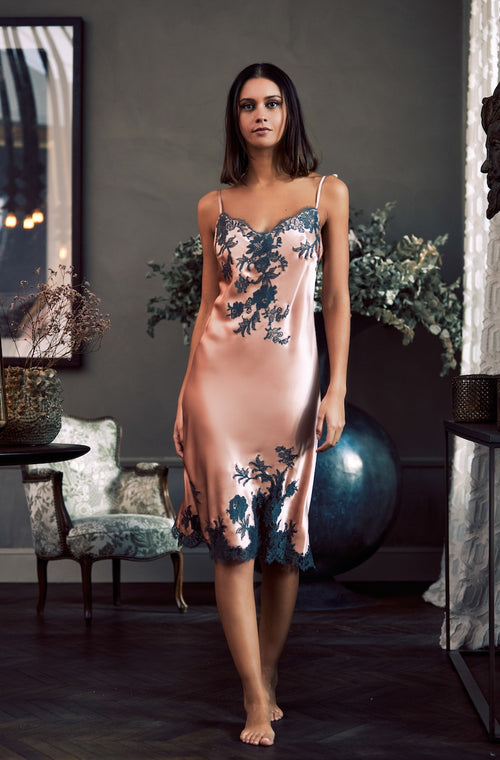 Slip dress in silk and lace - Marjolaine - 3