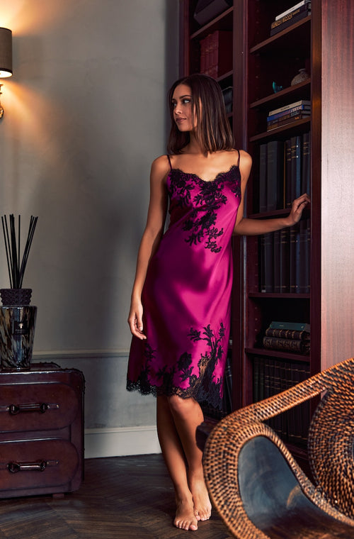 Slip dress in silk and lace - Marjolaine - 1