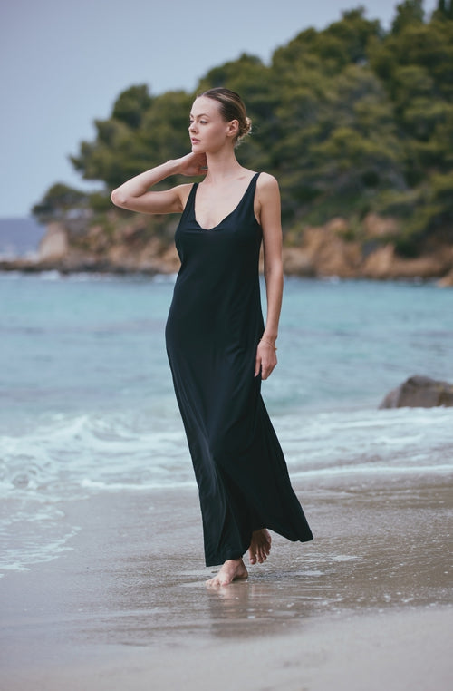 Long dress Angèle in black mesh - Marjolaine - 1