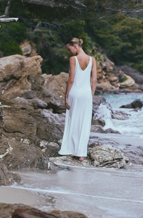 Long dress Angèle in white mesh - Marjolaine - 2