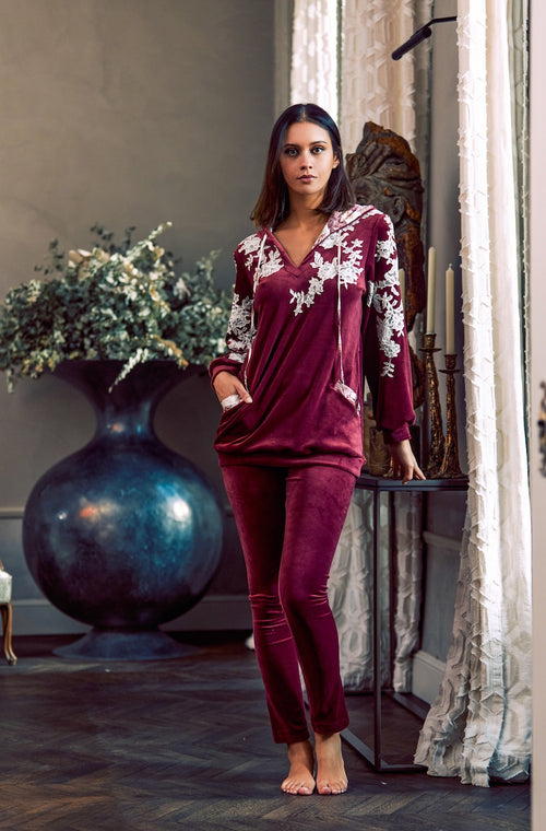 Velvet and lace pajamas - Marjolaine - 1