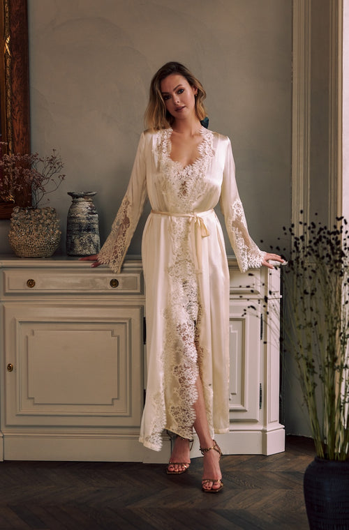 Long negligee in silk and lace - Marjolaine - 2