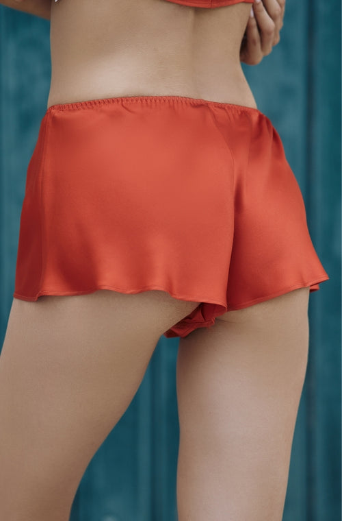 Shorts in orange silk - Marjolaine - 3