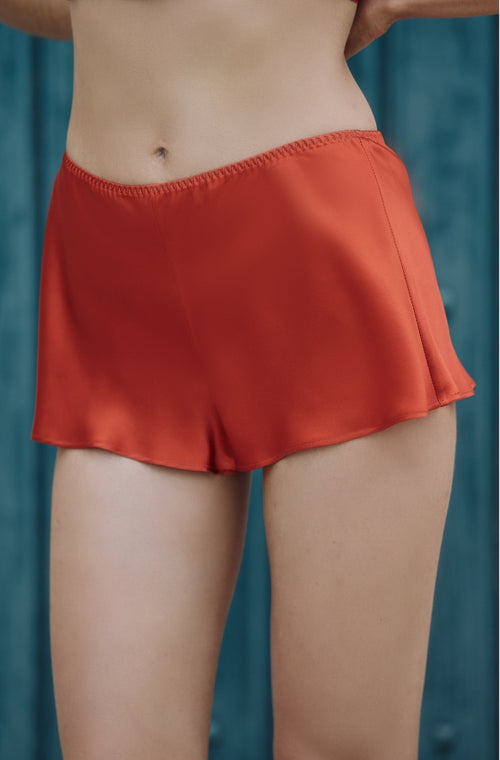 Shorts in orange silk - Marjolaine - 1