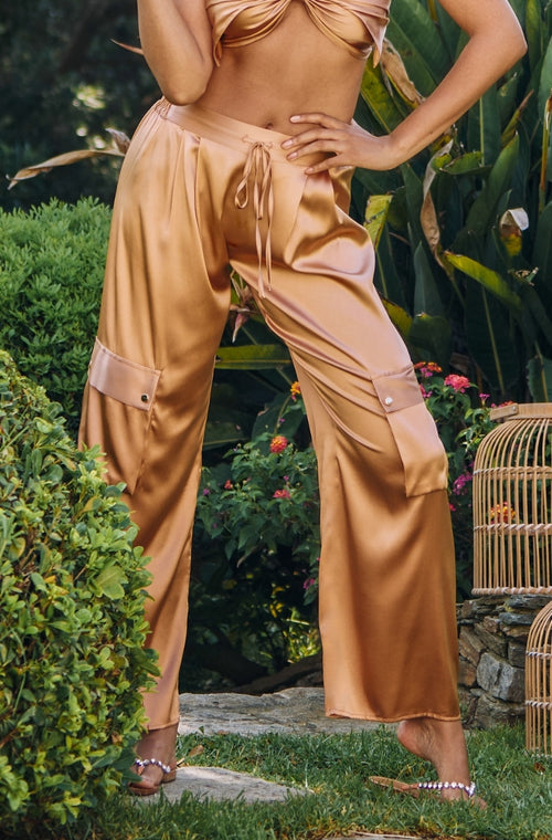 Trousers in gold silk - Marjolaine - 1