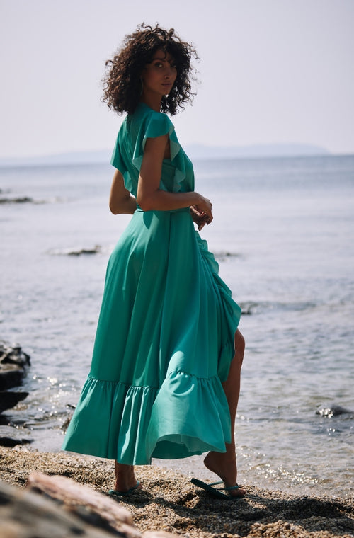 Long beach dress with flounces - Marjolaine - 1