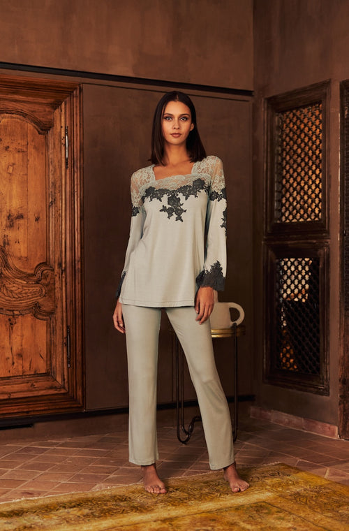 Pajamas in knitted and lace - Marjolaine - 3