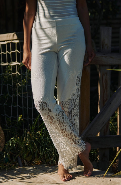 Bath trousers edged with white lace - Marjolaine - 2