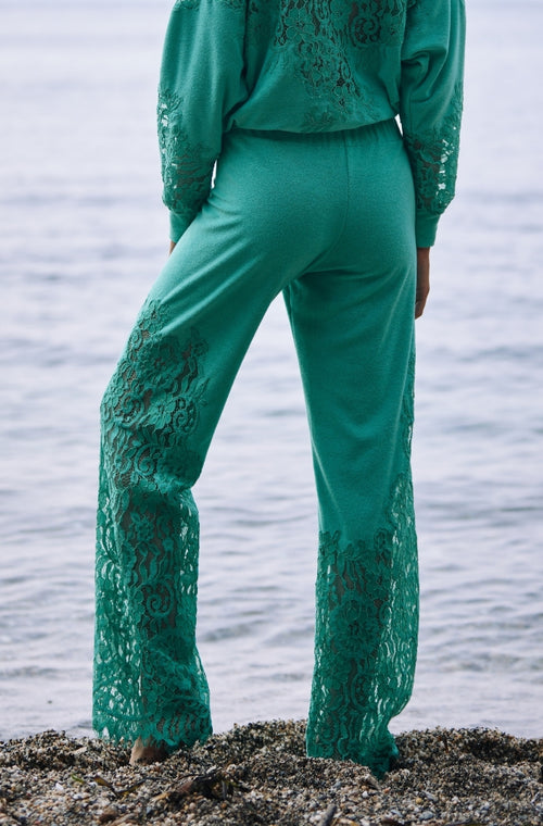 Bath trousers edged with green lace - Marjolaine - 1