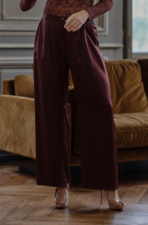 Tailored trousers in brown silk - Marjolaine - 3