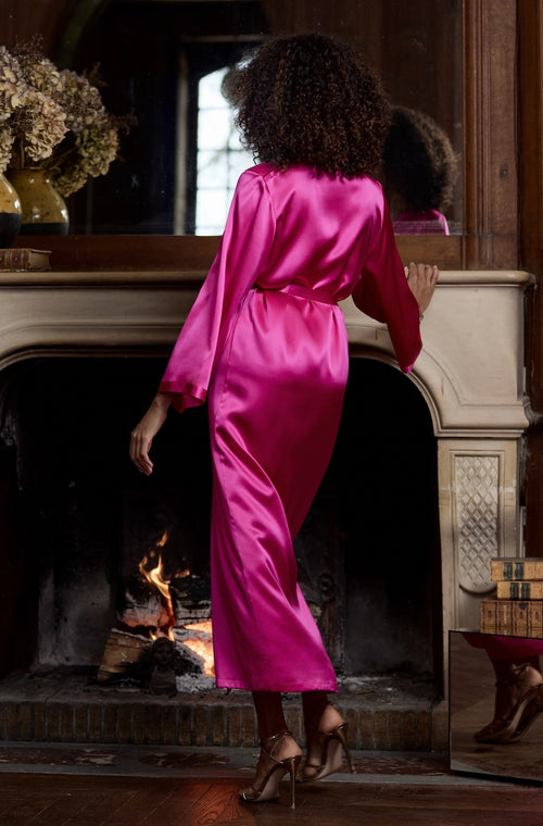 Long negligee in pink silk - Marjolaine - 2