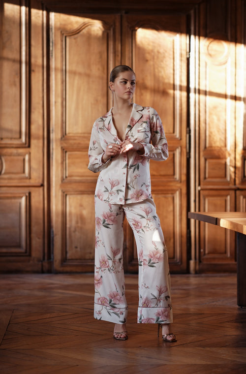 Pajamas set in silk satin - Marjolaine - 1