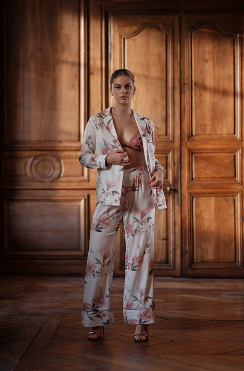 Pajamas set in silk satin - Marjolaine - 3