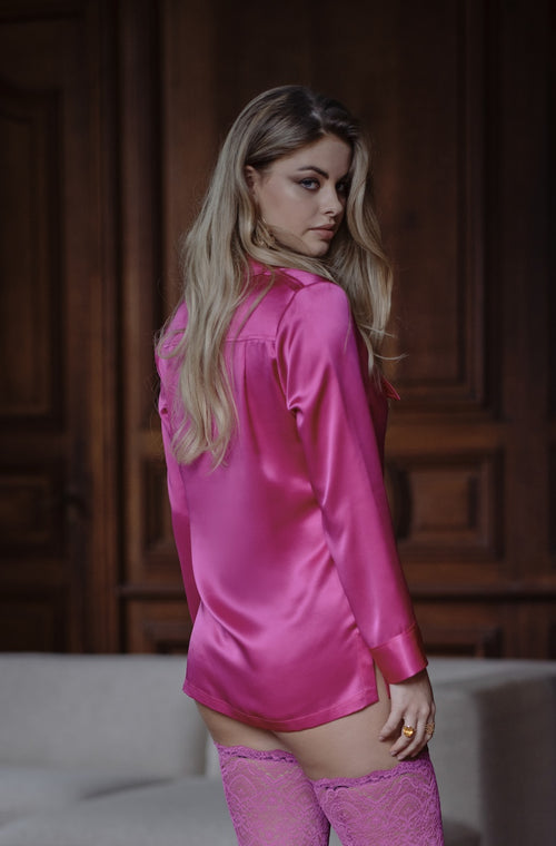 Tailored shirt in pink silk - Marjolaine - 3